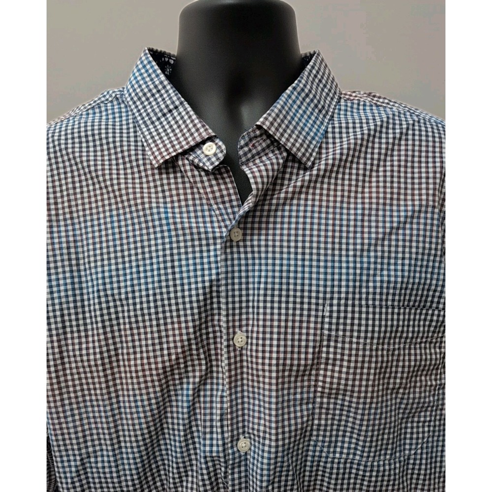 Tommy‎ Bahama Mens Coasta Ikat Plaid 100% Pima Cotton Shirt Size XL Ombre Check